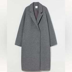 H&M Double Breasted Long Grey Coat. Size Small.